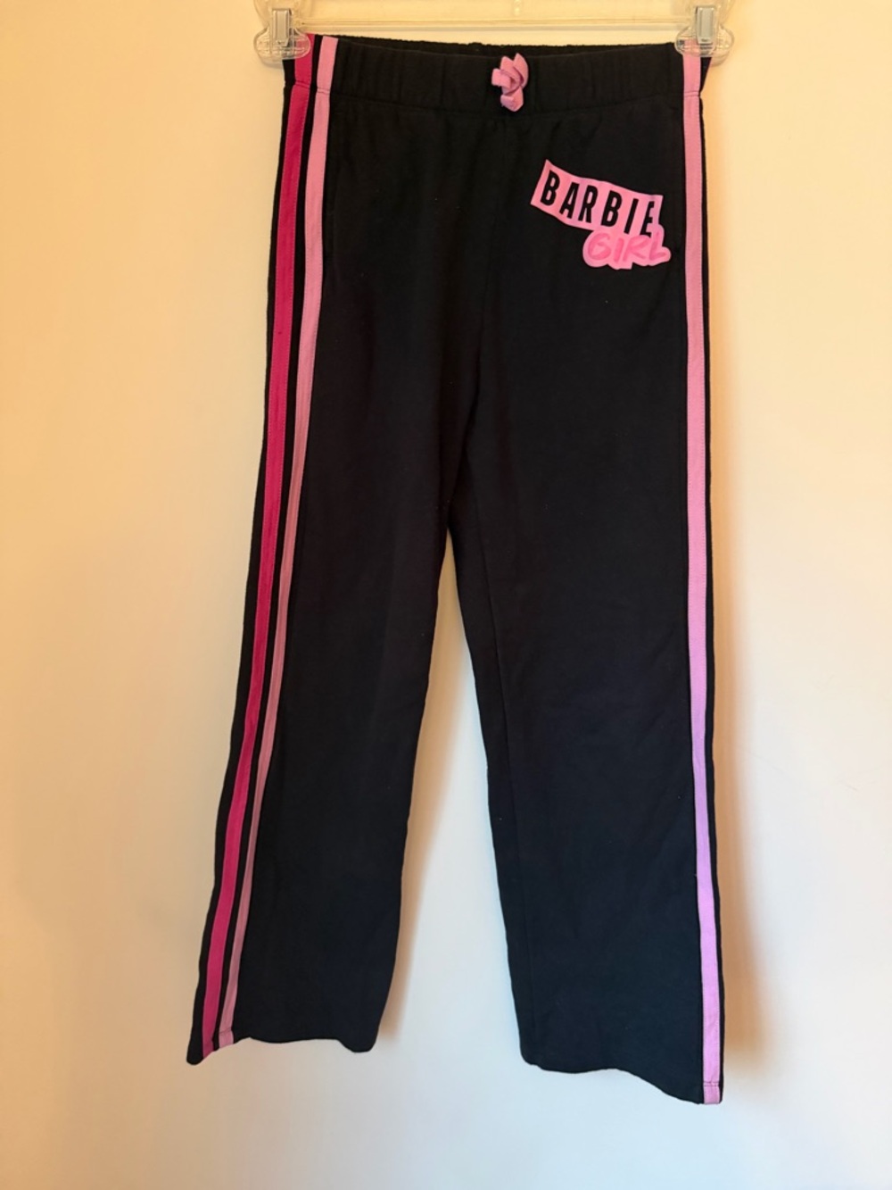 Barbie Girls Sweatpants Black Pink L (10-12) Elastic Waist Athleisure